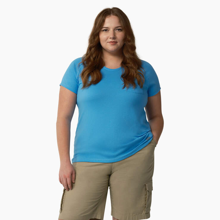 Women's Plus Cooling Short Sleeve Pocket T-Shirt - Azure Blue (AB2) image number 1