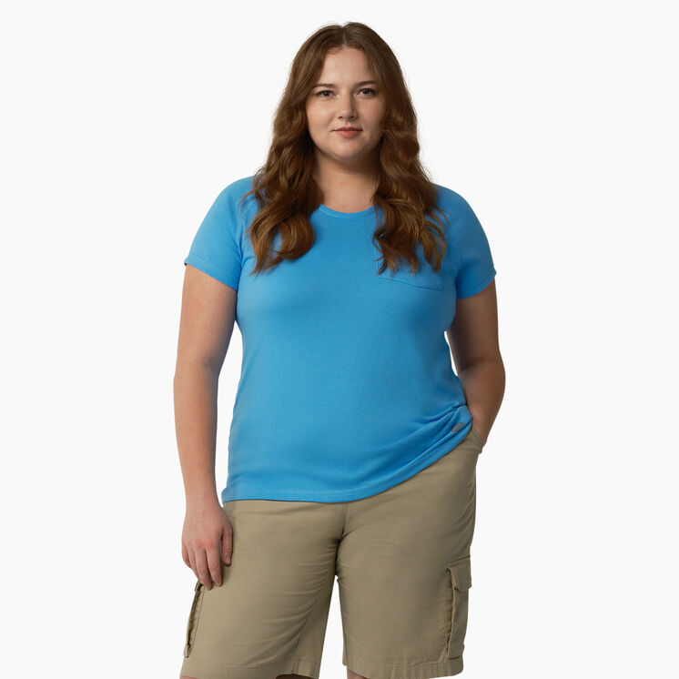 Women&#39;s Plus Cooling Short Sleeve T-Shirt - Azure Blue &#40;AB2&#41;