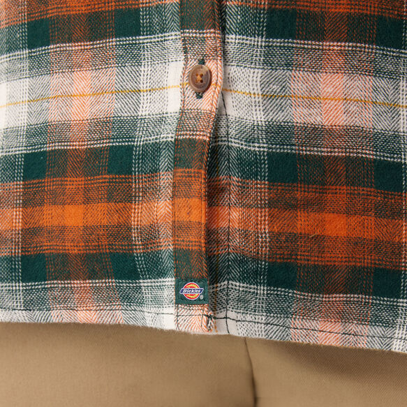 Women&#39;s Plus Long Sleeve Plaid Flannel Shirt - Forest/Copper Ombre Plaid &#40;C1T&#41;