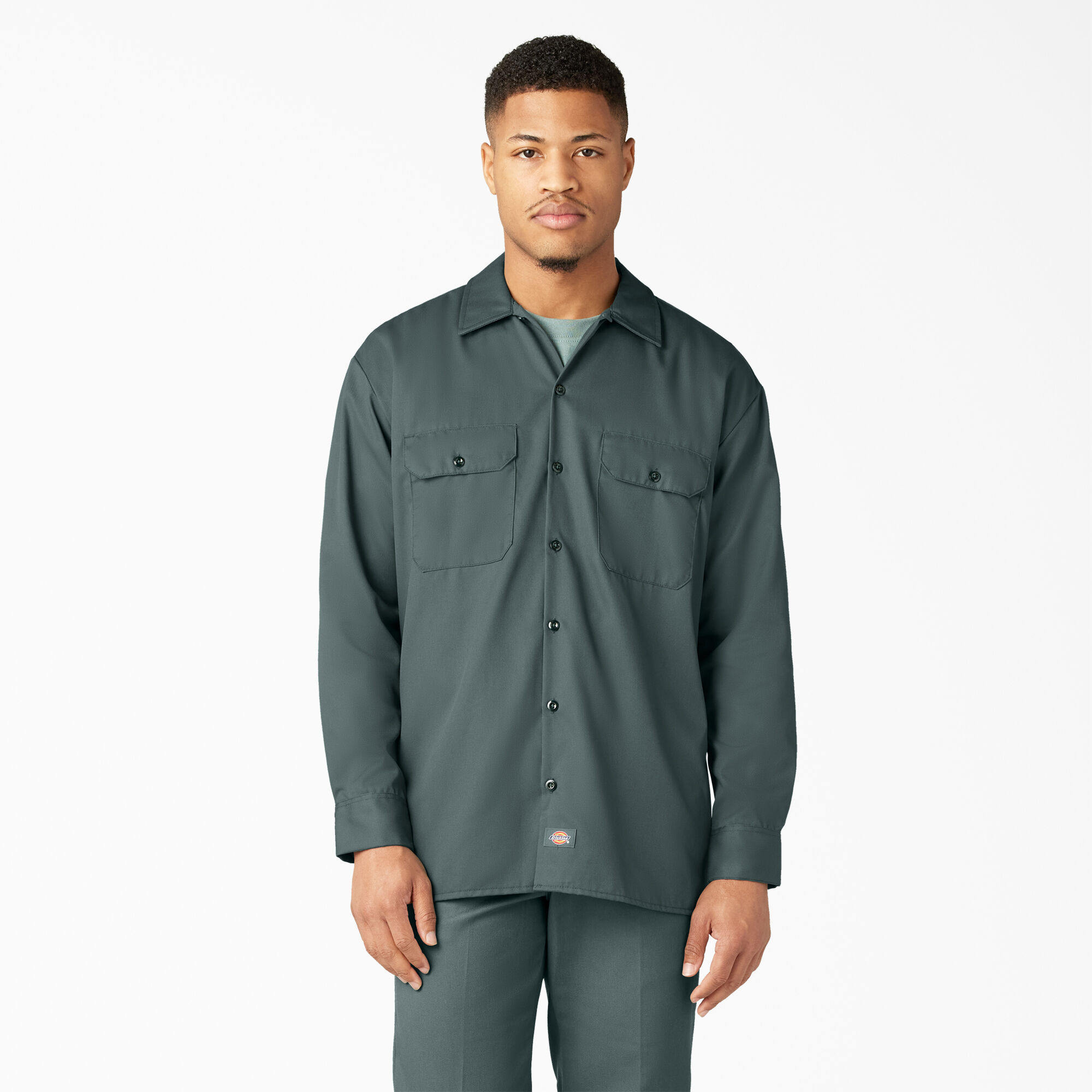 Green long sleeve work hotsell shirt