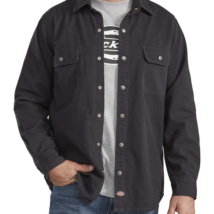 Flannel Lined Duck Shirt - Stonewashed Black (SBK) image number 1