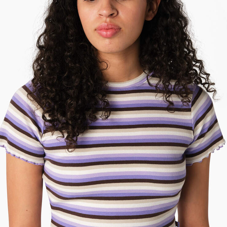 Women's Striped Cropped Baby T-Shirt - Purple Rose Explorer Stripe (PXS) image number 5