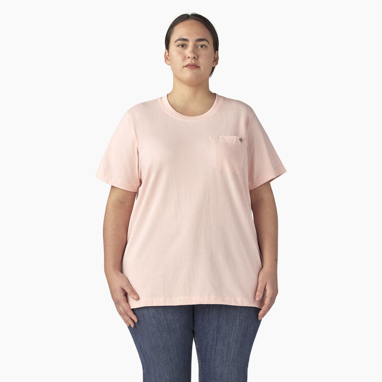 Women&#39;s Plus Heavyweight Short Sleeve Pocket T-Shirt - Lotus Pink &#40;LO2&#41;