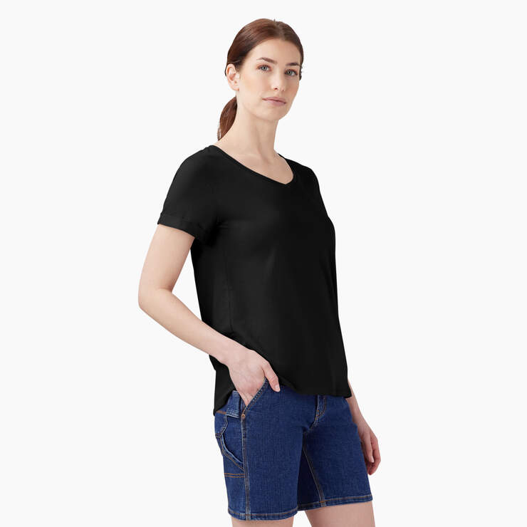 Women’s V-Neck T-Shirt - Black (KBK) image number 4