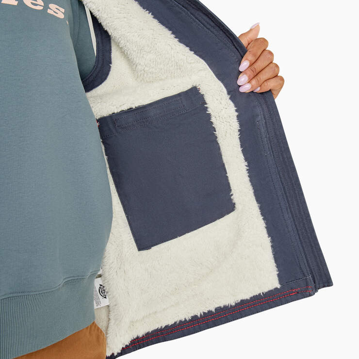 Women's Fleece Lined Duck Canvas Vest - Rinsed Diesel Gray (RYG) image number 7