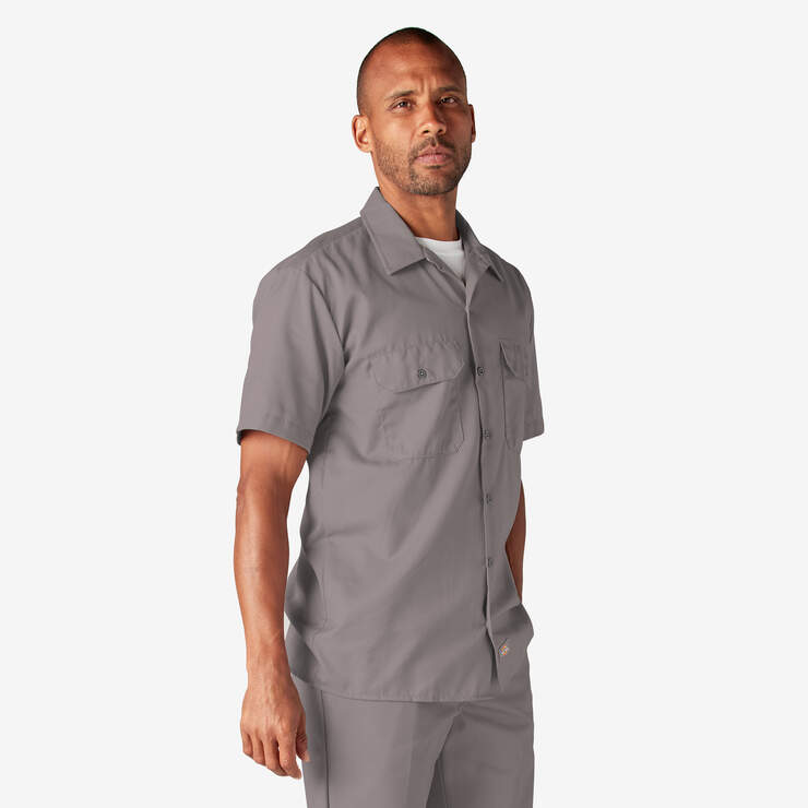 Short Sleeve Work Shirt - Silver (SV) image number 4