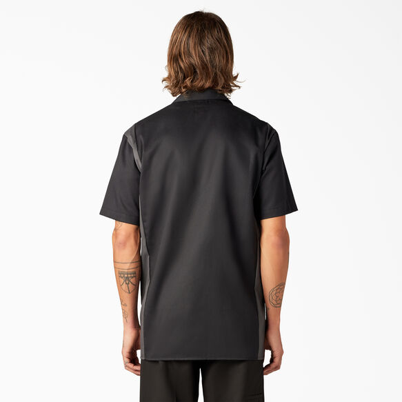 Two-Tone Short Sleeve Work Shirt - Black Dark Gray Tone &#40;BKCH&#41;