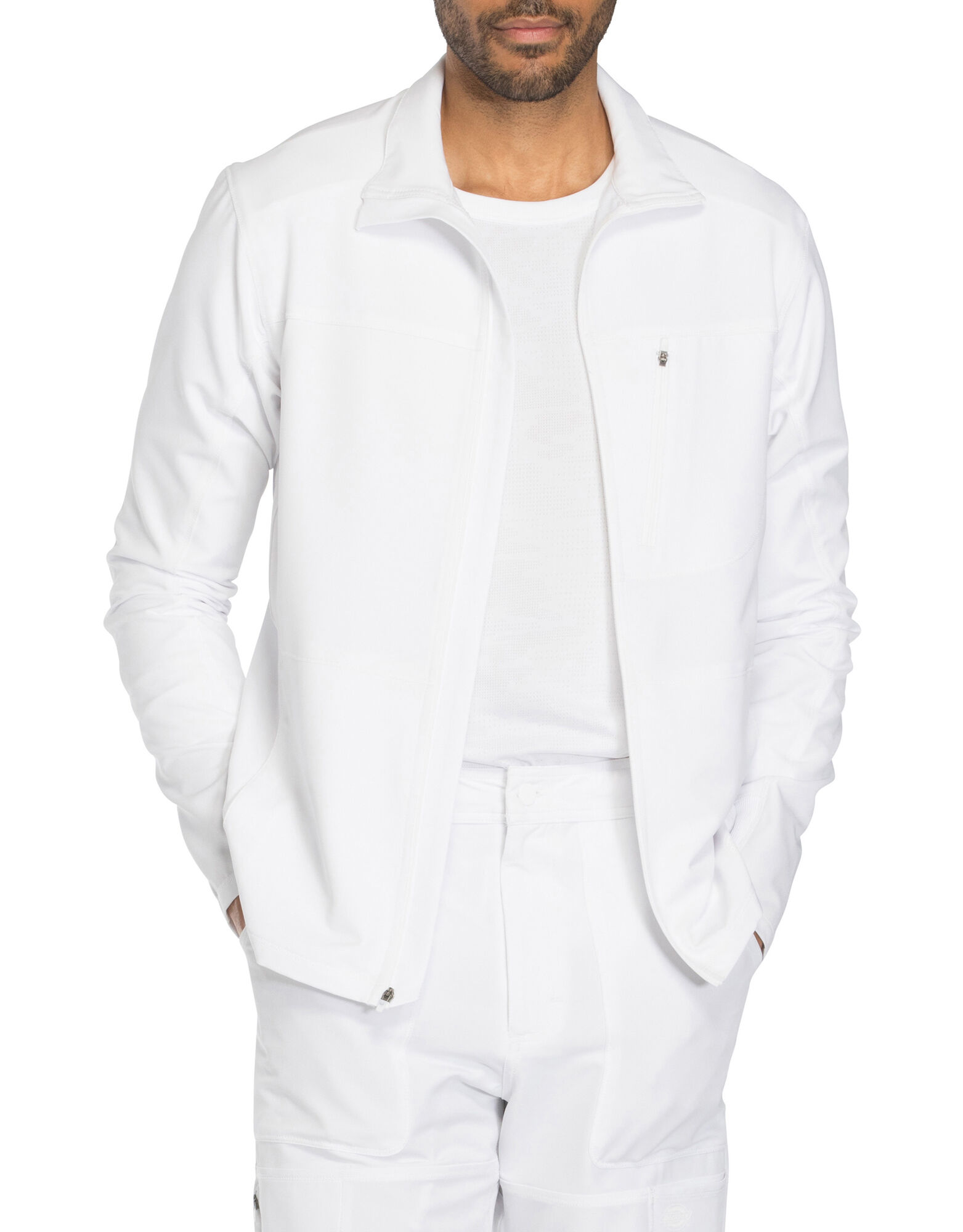 Men's Zip Front Warm-Up Jacket White | Men's Scrubs | Dickies