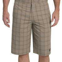 13" Regular Fit Multi-Use Pocket Plaid Shorts - Desert Khaki Brown Plaid (ENP)