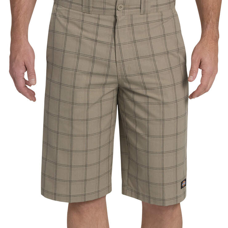 13" Regular Fit Multi-Use Pocket Plaid Shorts - Desert Khaki Brown Plaid (ENP) image number 1