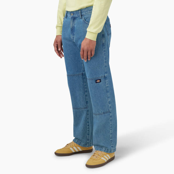 Loose Fit Double Knee Jeans - Stonewashed Vintage Blue (WVB) image number 3