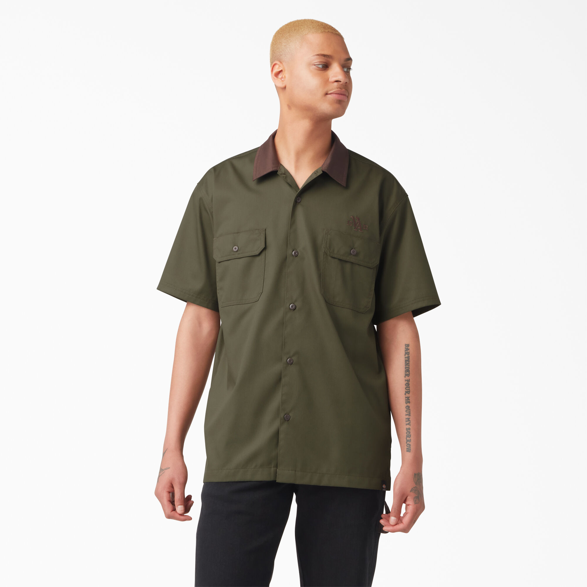 Vincent Alvarez Block Collar Work Shirt - Dickies US, Military Green