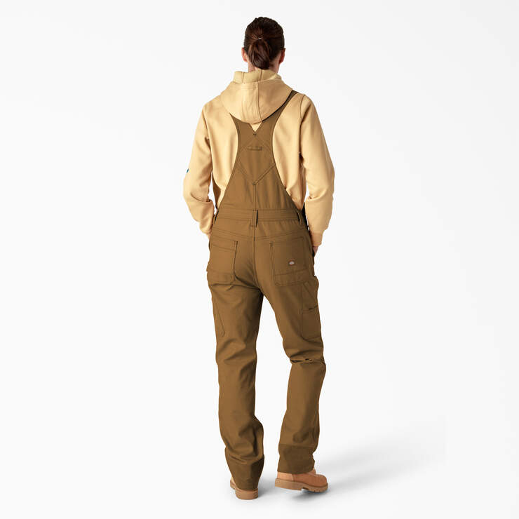 Women’s Relaxed Fit Waxed Canvas Bib Overalls - Brown Duck (BD) image number 2