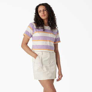 Women's Striped Cropped Pocket T-Shirt