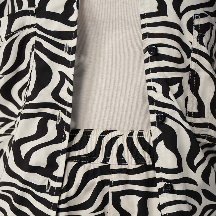 Women's Zebra Print Work Shirt - Black/White (BKWH) image number 6