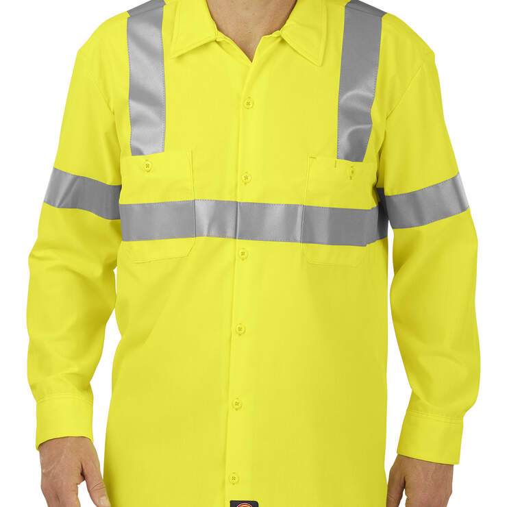 High Visibility ANSI Class 2 Long Sleeve Work Shirt - ANSI Yellow (AY) image number 1