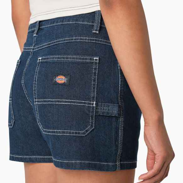 Women&#39;s High Waisted Denim Carpenter Shorts, 3&quot; - Stonewashed Indigo Blue &#40;SNB&#41;