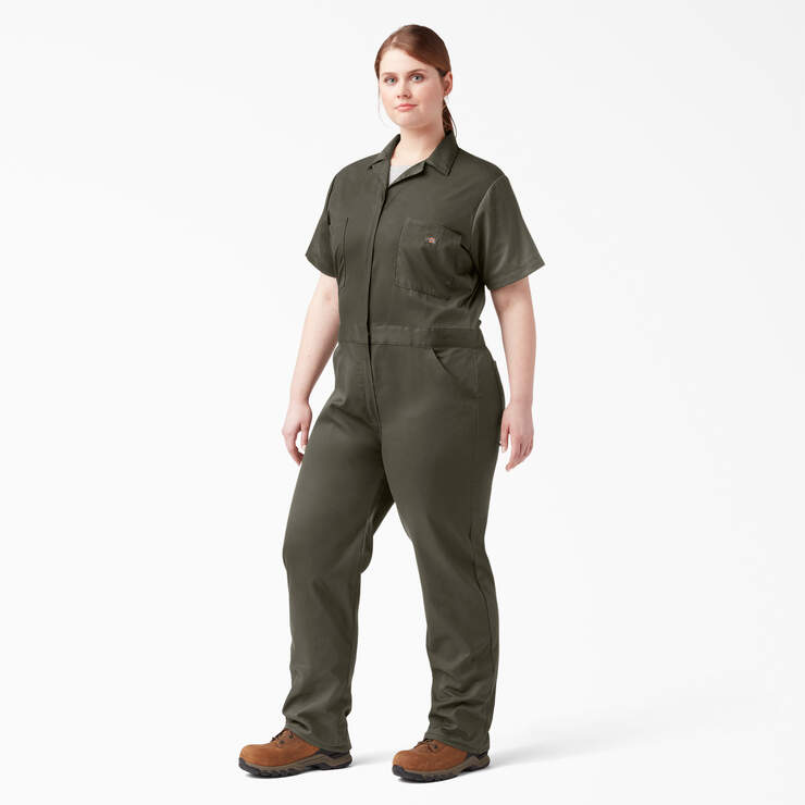 Women's Plus FLEX Cooling Short Sleeve Coveralls - Moss Green (MS) image number 1