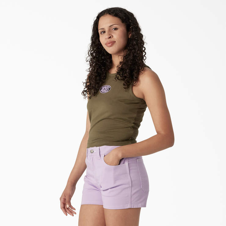 Women's Racerback Cropped Tank Top - Military Green (ML) image number 3
