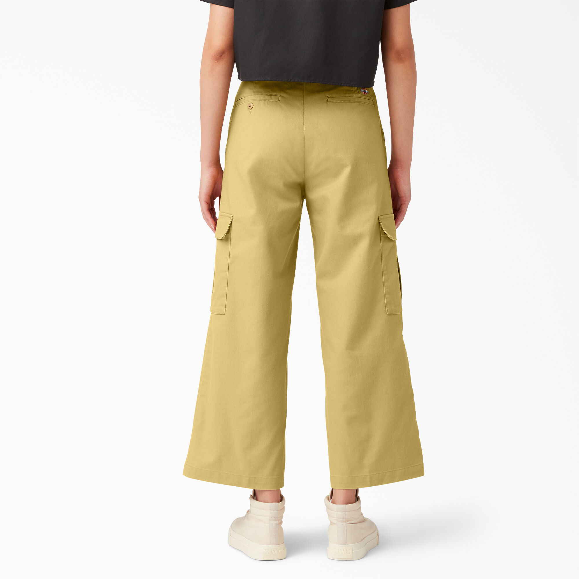High Waist Stonewashed Wide Cargo Jeans
