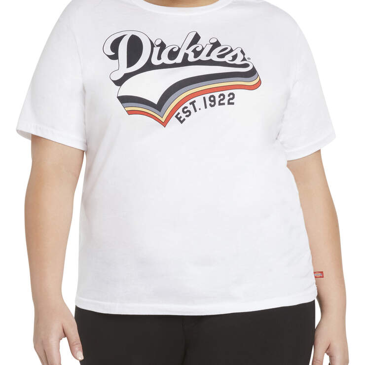 Dickies Girl Juniors' Plus Vintage Rainbow Chest Short Sleeve T-Shirt - White (WHT) image number 1