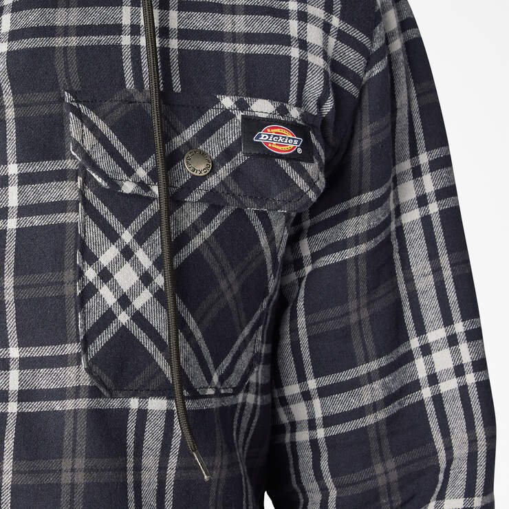 Flannel Hooded Shirt Jacket - Black/Charcoal Plaid (WBC) image number 8