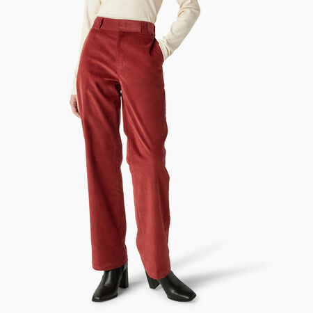 Women&#39;s Halleyville Regular Fit Wide Leg Corduroy Pants - Fired Brick &#40;IK9&#41;