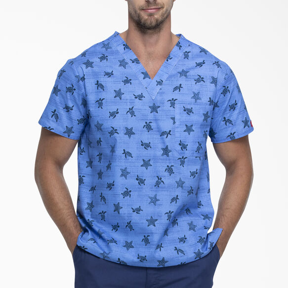 Men’s EDS Signature Print V-Neck Scrub Top - Sea Life (SIF)