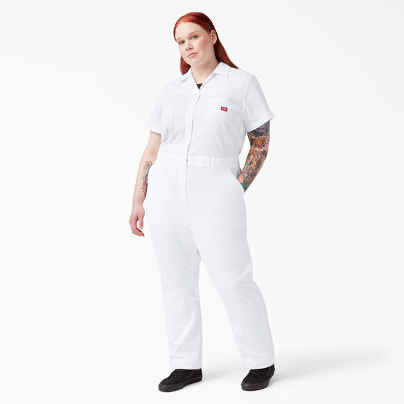 Women&#39;s Plus FLEX Cooling Temp-iQ&reg; Short Sleeve Coveralls - White &#40;WH&#41;