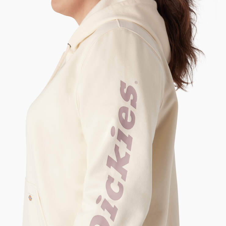 Women's Plus Water Repellent Sleeve Logo Hoodie - Antique White (AW) image number 7