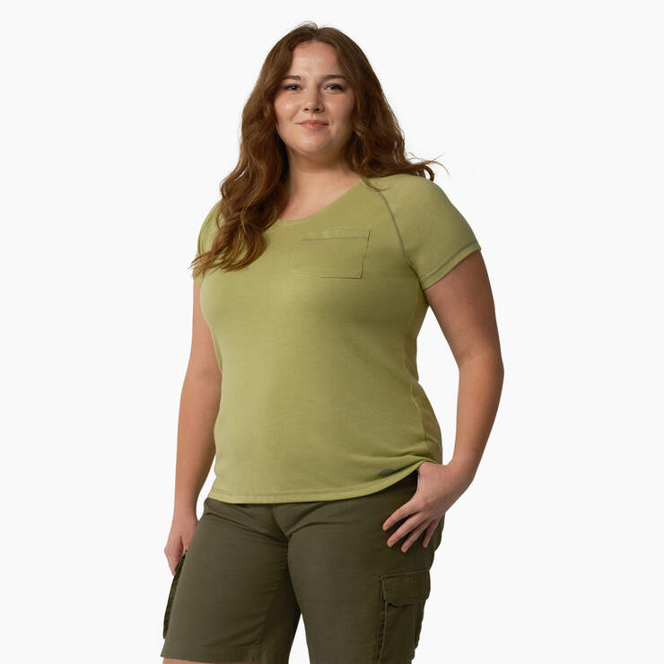 Women's Plus Cooling Short Sleeve Pocket T-Shirt - Fern Heather (F2H) image number 3