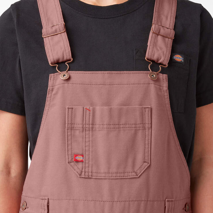 Women's Relaxed Fit Bib Overalls - Rinsed Ash Rose (RAR) image number 5