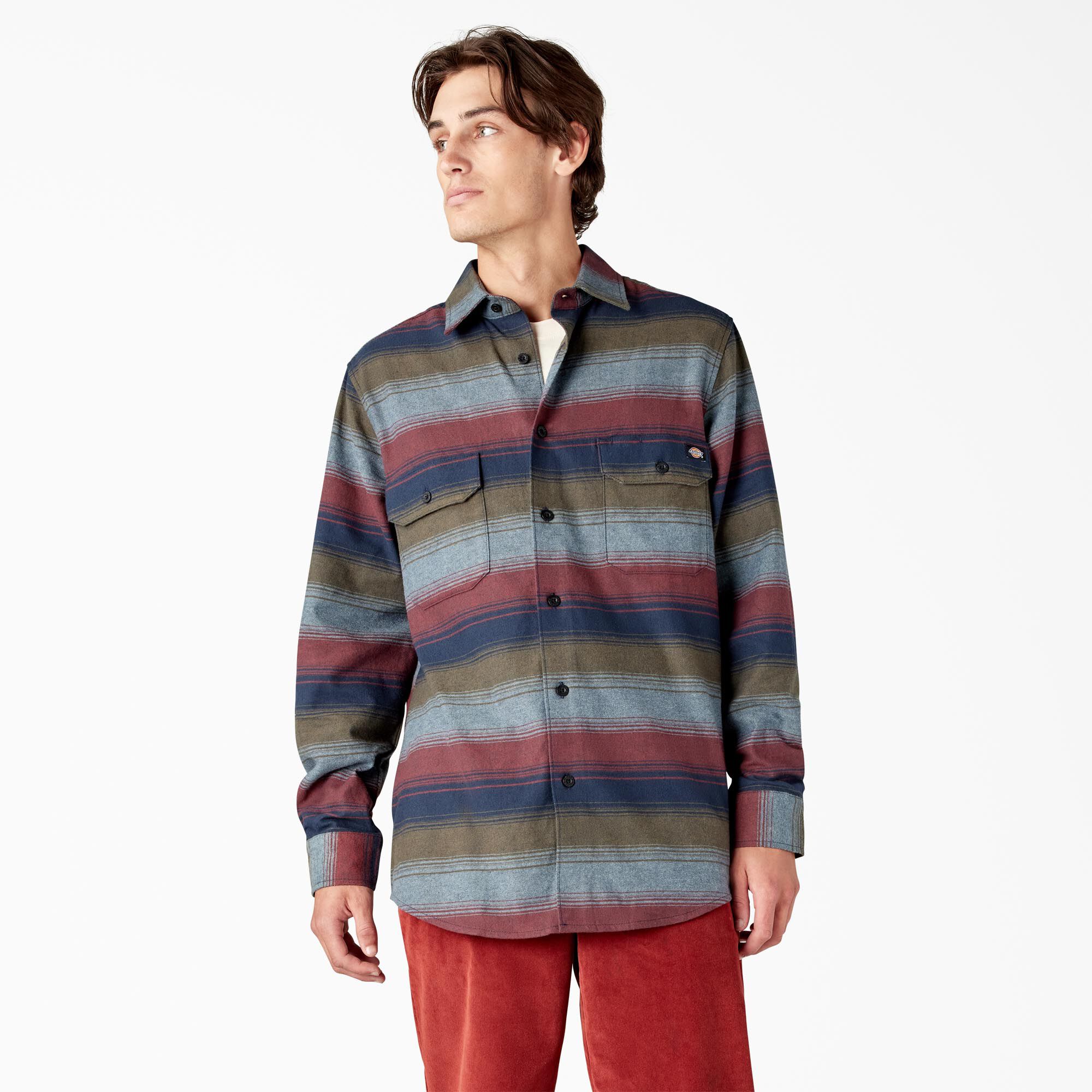 Striped t shirt with store flannel