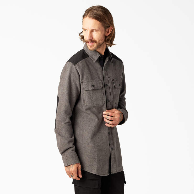 Heavyweight Brawny Flannel Shirt - Gray w/ Black (A1J) image number 4
