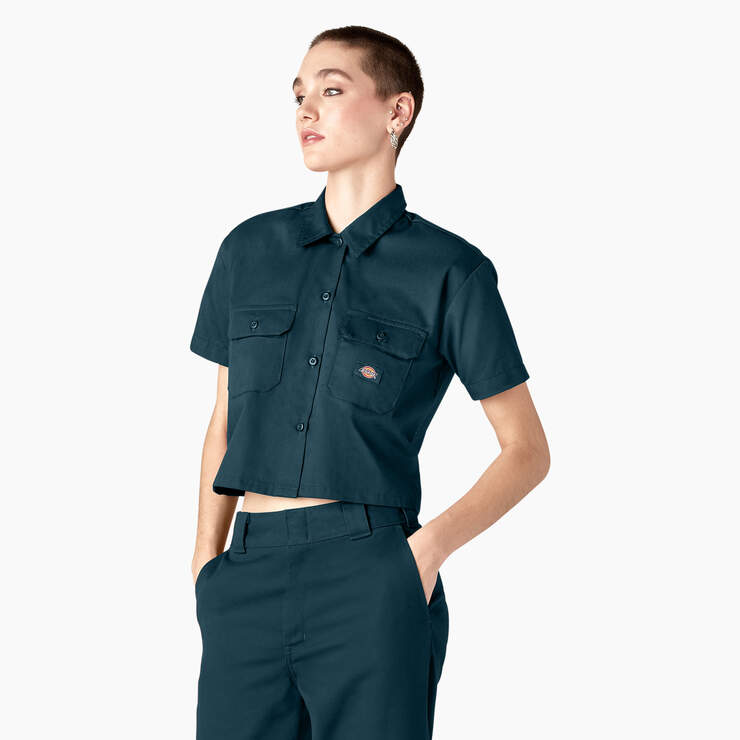 Women's Cropped Work Shirt - Reflecting Pond (YT9) image number 3