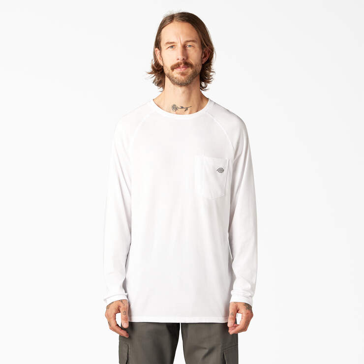 Cooling Long Sleeve Pocket T-Shirt - White (WH) image number 1