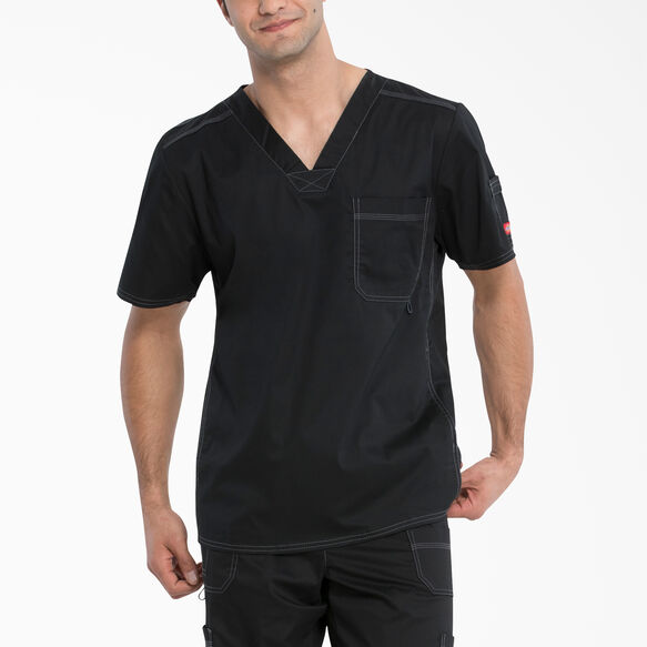 Men's Gen Flex V-Neck Scrub Top - Black (BLK)