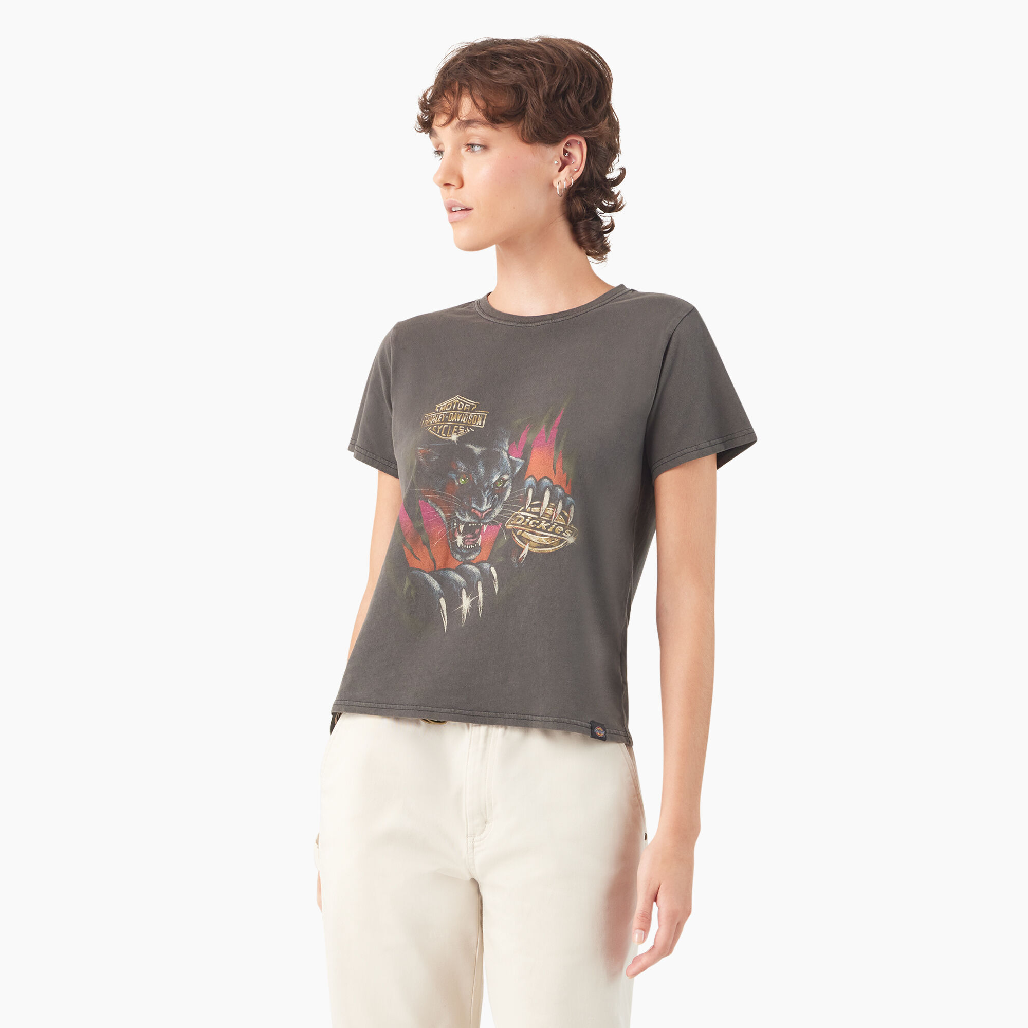 売れ筋商品|||ディッキーズ Tシャツ レディース トップス DICKIES X HARLEY DAVIDSON PANTHER TEE - Print T-shirt - black Dickies x Harley-Davidson Panther t-shirt in Black | T