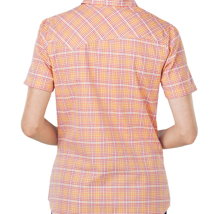 Women's Short Sleeve Plaid Shirt - Red Orange Plaid (AVP) image number 2