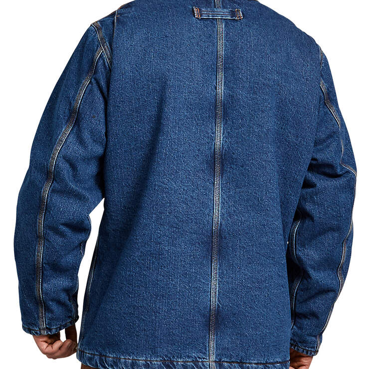 Denim Zip Front Chore Coat - Stonewashed Indigo Blue (SNB) image number 2