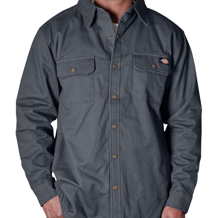 Men's Long Sleeve Twill Shirt Jacket - Charcoal Gray (CH) image number 1