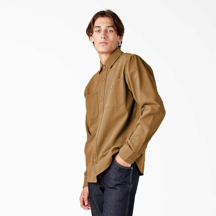 Duck Canvas Long Sleeve Utility Shirt - Stonewashed Brown Duck (SBD) image number 3