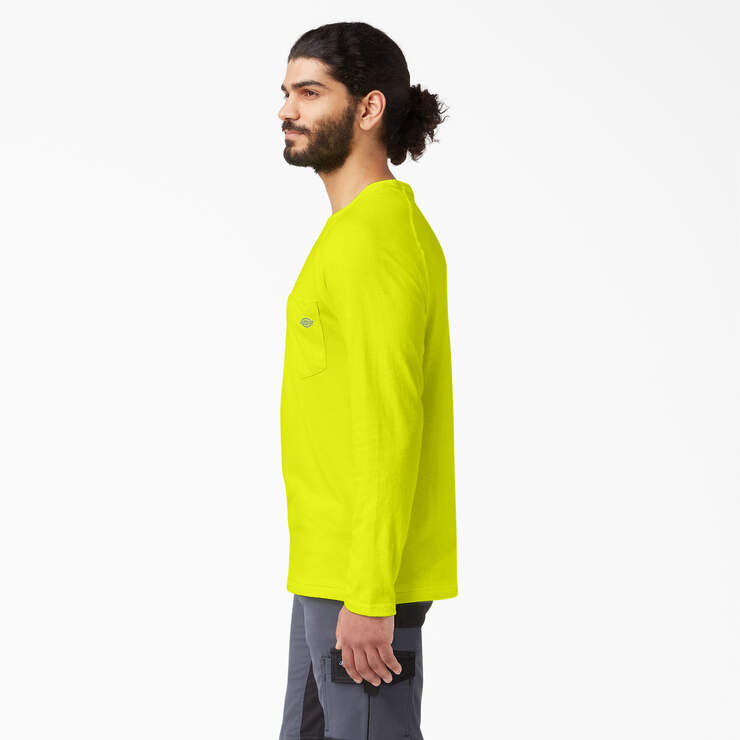 Cooling Long Sleeve Pocket T-Shirt - Bright Yellow (BWD) image number 3