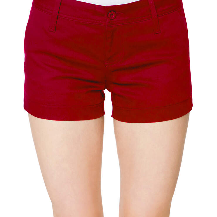 Dickies Girl Juniors' 4-Pocket 3" Shorts - Red (RD) image number 1