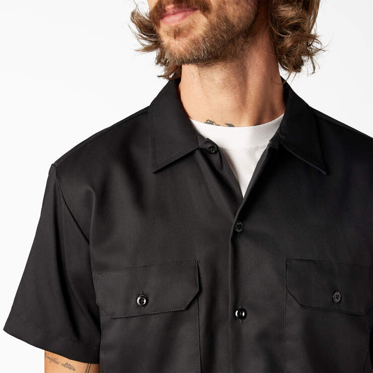 FLEX Slim Fit Short Sleeve Work Shirt - Black (BK) image number 7