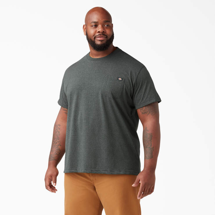 Heavyweight Heathered Short Sleeve Pocket T-Shirt - Hunter Green (GHH) image number 4