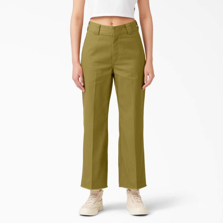 Women's Regular Fit Cropped Pants - Rinsed Green Moss (R2M) image number 1