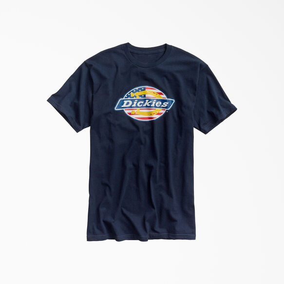 Ox Collar Flag Graphic T-Shirt - Navy Blue (NV)