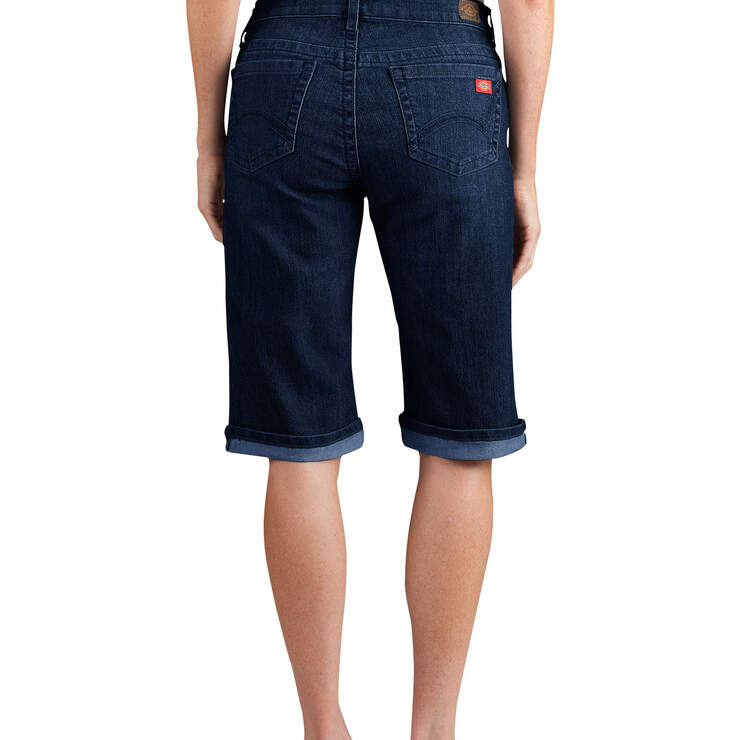 Women's Slim Fit 13" Stretch Denim 5-Pocket Shorts - Stonewashed Dark Blue (DSW) image number 2