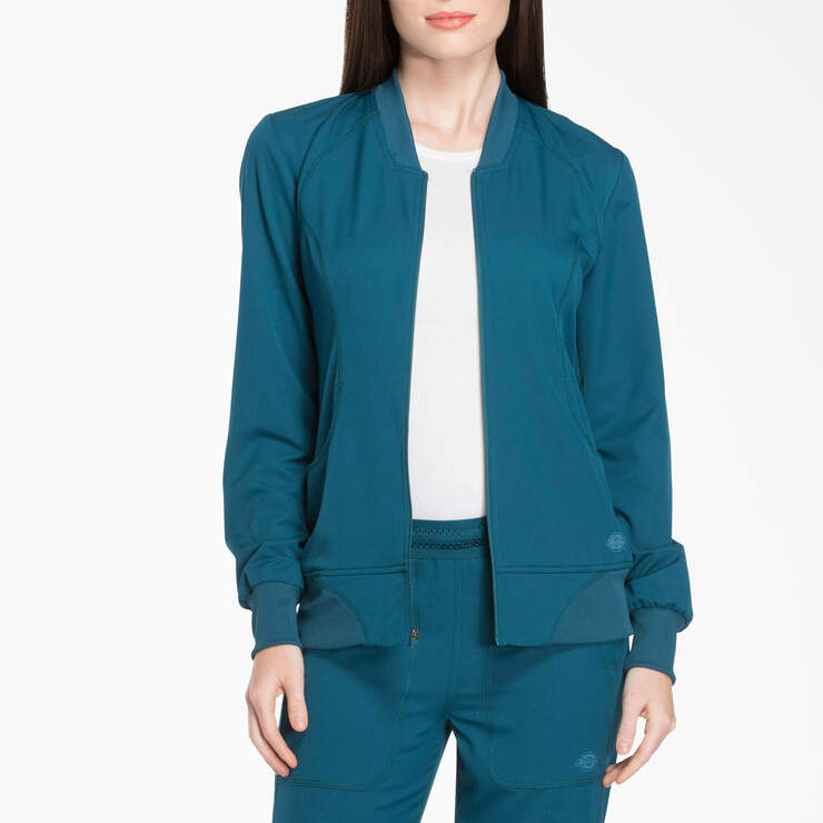 Women's Dynamix Zip Front Scrub Jacket - Caribbean Blue (CRB) image number 1